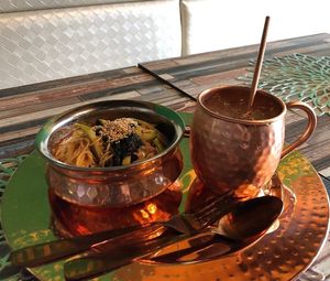 Korean Vegan Spicy Noddle and Lemonade at Cafe SIVA 카페 시바 in Seoul