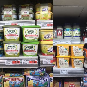 Vegan butters (located in two separate spots, but still near eachother) also vegan mayonnaise is located here, not with reg mayo at Clayton Ranch Market in Clayton