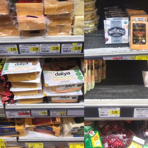 Vegan cheeses (tree line was sold out completely) at Clayton Ranch Market in Clayton