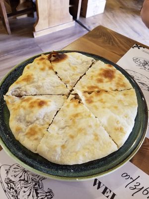 Lobiani (beans baked into the centre). at Pasanauri - Vakhtang Gorgasali in Tbilisi
