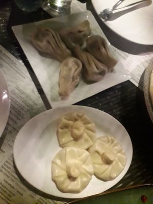 Top: mushroom khinkali, bottom: potato khinkali at Pasanauri - Giorgi Leonidze in Tbilisi