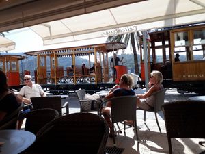Tram passing at Gelat Sóller in Mallorca