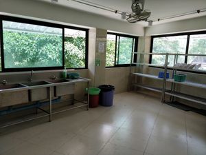 Dish washing area. Dry the cutlery on right hand side at Wat Phra That Pha Son Kaeo in Phetchabun