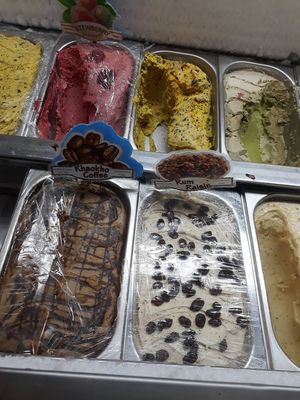 Vegan ice cream flavours are passion fruit and strawberry at Italia Gusto in Phetchabun