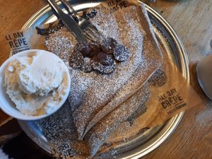 Banana split crepe at Crepeaffaire in West London