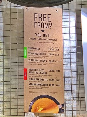 Vegan Menu at Crepeaffaire in West London