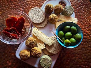 Vegan sharing platter. Absolutely delicious!  at Rutherfords Micropub in Kelso