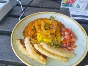 The chickpeas and rice were really tasty at Kaylee's in Johannesburg