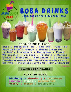 Boba drinks with popping boba options at Java Juice Cafe Flagstaff, AZ at Java Juice Cafe in Flagstaff