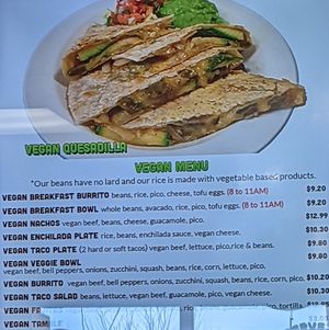 Monitor dedicated to the vegan menu behind the counter :) at Cruz Tacos in Murrieta