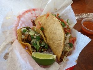 Vegan hard shell & soft beef tacos at Cruz Tacos in Murrieta
