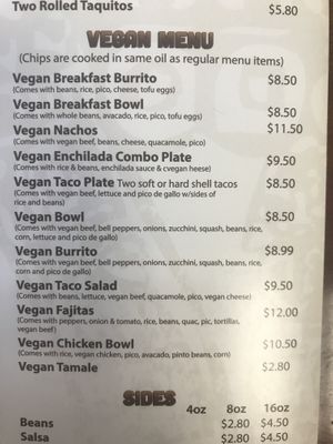 Menu at Cruz Tacos in Murrieta