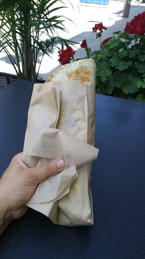 Large sandwich at La Galette Libanaise in Quebec