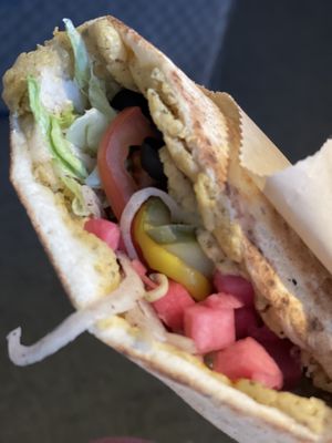 every veggie choice + falafel 🥙  at La Galette Libanaise in Quebec