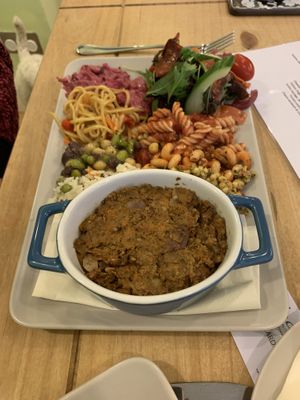 Nut roast with mixed salad  at Kind in Looe