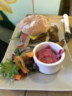 Bacon double cheese burger  at Kind in Looe