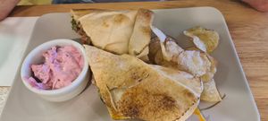 Spicy meatless meatball wrap at Kind in Looe