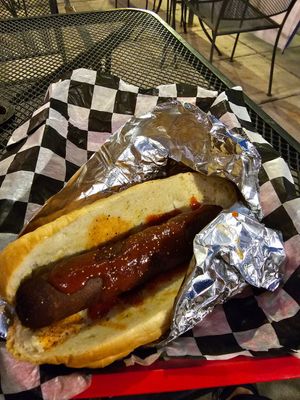 There only vegan option.  Be aware 11 bucks with zero toppings included and $2.50 per toppings.  The dog was decent at least. Will never go again though . Rude cashier also at Biker Jim's Gourmet Dogs in Denver