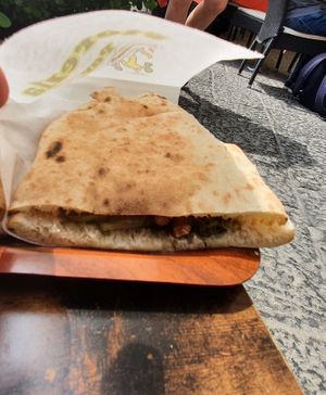 Positano sandwich on pizza bread (ciabata also available) at A'Sciurella in Amalfi