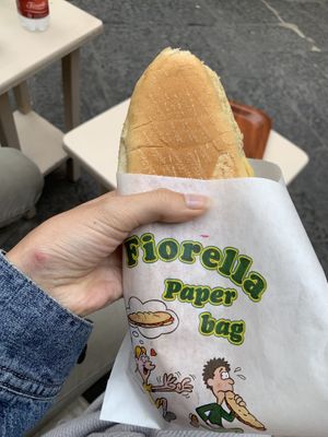 Panini with filling of my choice: I chose olives, dried tomatoes, chickpeas paste, zucchini and corn.  at A'Sciurella in Amalfi