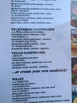 Choose one of 3 vegan sandwiches or create your own at A'Sciurella in Amalfi