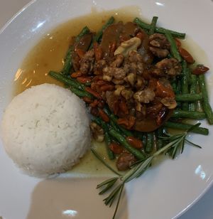 Vegan Lamb with goji and walnut at Vegefarm in Bremen