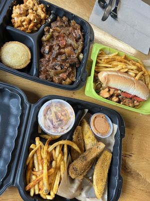 BBJerk Bella, Rich Boi w/ fries, No*Fish Fry w/ fries  at Willowbeez Soulveg in Columbus