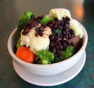 Ploughman's share: a fluffy baked potato or yam with your choice of two toppings. at Mother's Market in Huntington Beach