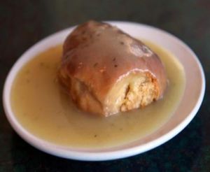 Vegan biscuit and gravy side at Mother's Market in Huntington Beach
