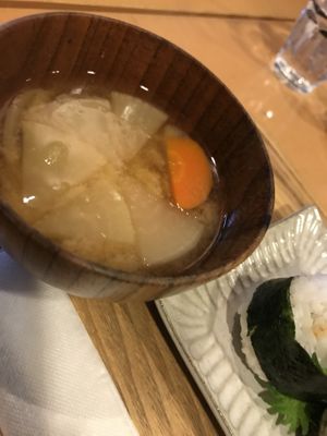 Miso soup at Musubi Cafe - Gion Kamogawa in Kyoto