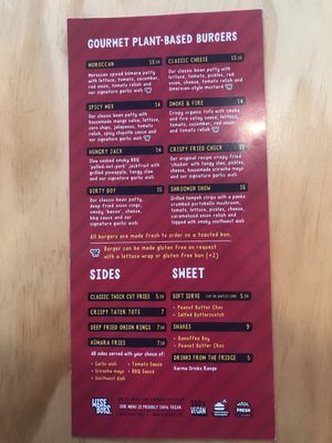Menu  at Wise Boys Burgers in Auckland