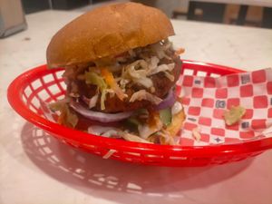 Special burger - katsu chicken  at Wise Boys Burgers in Auckland