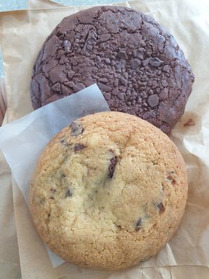 Choc chip cookie, Brownie cookie NZ$5.90 each at Wise Boys Burgers in Auckland