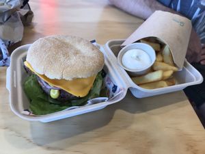 GF burger and chups at Wise Boys Burgers in Auckland