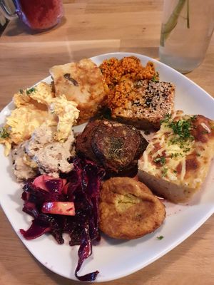 savoury plate - you can choose 8/9 things at Bio Fein Bio in Berlin
