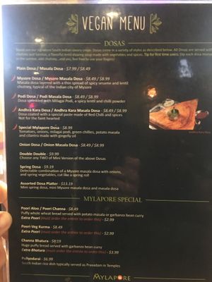 they have a 2 page vegan menu at Mylapore in Folsom
