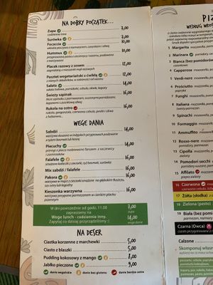 Menu at Wege Bar Czarna Owca in Ostroleka