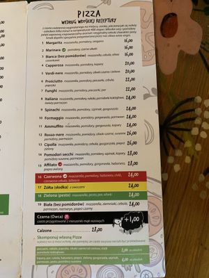 Menu at Wege Bar Czarna Owca in Ostroleka