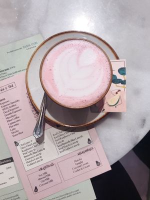 Pink Latte with coconut milk  🥥  at Avo Brothers in Milan