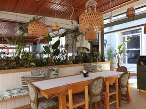 Outside area with nice and calm music  at Praso in Crete