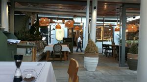 Beautiful Outside area view to entry of the restaurant at Praso in Crete