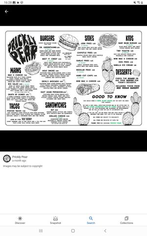 Menu at Golden Fleece in Nottingham