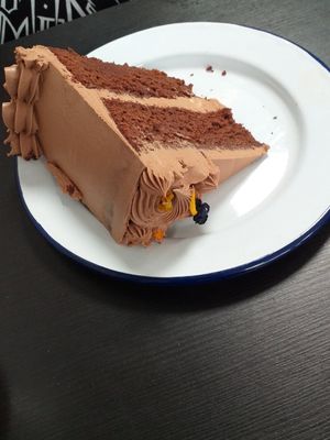 Chocolate orange cake. Amazing flavour and texture. at Golden Fleece in Nottingham