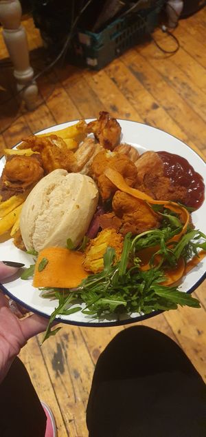 Buffet food for the Vegan Runners meet up by Prickly Pear at Golden Fleece in Nottingham