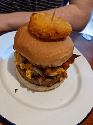 Breakfast burger at Golden Fleece in Nottingham