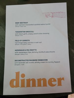 Menu - 2nd night at Saorsa 1875 in Pitlochry