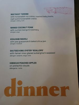 Menu - 1st night at Saorsa 1875 in Pitlochry