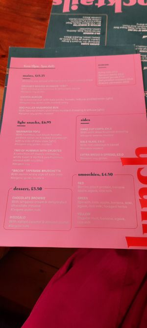 Lunch menu at Saorsa 1875 in Pitlochry