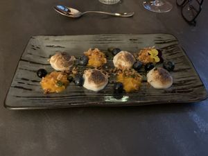 Whipped sea buckthorn meringue  at Saorsa 1875 in Pitlochry