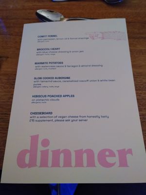 our dinner menu at Saorsa 1875 in Pitlochry